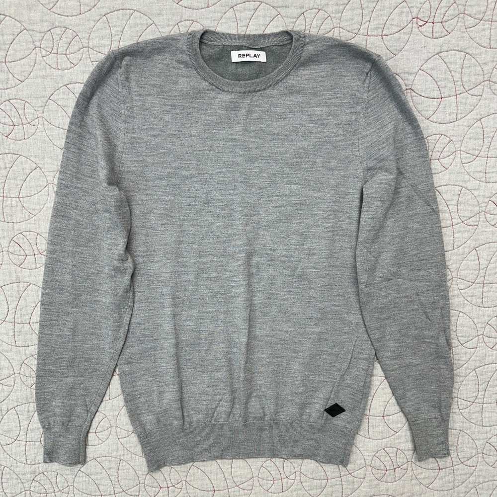 Replay Sweater Gray Virgin Wool Blend Crewneck / Men's Medium